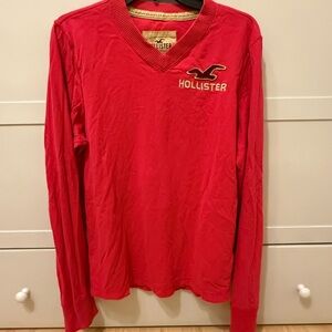 Hollister Fuscia V-Neck Long sleeve Tshirt.